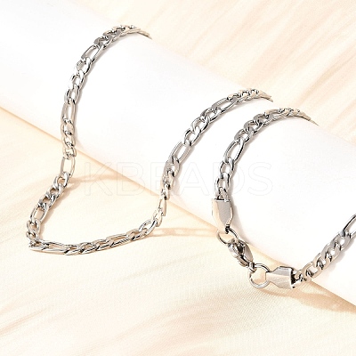 3.8MM 304 Stainless Steel Figaro Chain Necklaces for Women NJEW-B134-02B-P-1