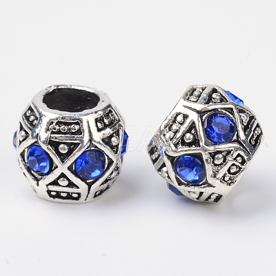 Alloy Rhinestone Rondelle Large Hole European Beads LS-MPDL-R036-80B-1
