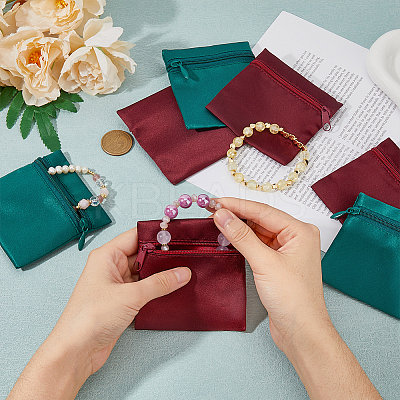 12Pcs 2 Colors Velvet Jewelry Storage Zipper Bags ABAG-DC0001-01-1