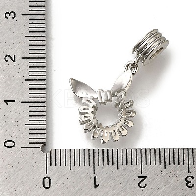 Rack Plating Brass Pave Clear Cubic Zirconia European Dangle Charms KK-H485-21G-1