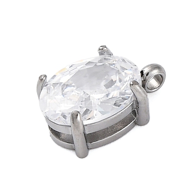 304 Stainless Steel Micro Pave Cubic Zirconia Charms STAS-L022-160P-A02-1
