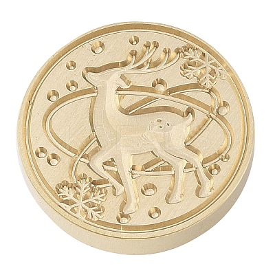 Christmas Series Wax Seal Brass Stamp Head AJEW-M037-01G-16-1