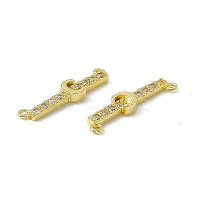 Rack Plating Brass Micro Pave Clear Cubic Zirconia Connector Charms KK-C007-37G-C-1