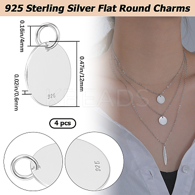 4Pcs 925 Sterling Silver Pendants STER-BBC0005-37A-1