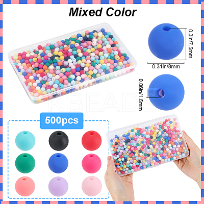 500Pcs Rubberized Style Imitated Silicone Acrylic Beads OACR-SP0001-33A-1