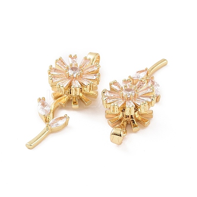 Brass Micro Pave Clear Cubic Zirconia Pendants KK-E068-VC300-1