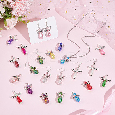 60Pcs 4 Style Electroplate Glass & Imitation Pearl Acrylic Pendants FIND-SC0004-04-1