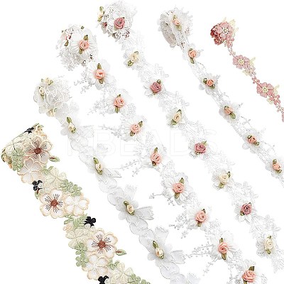 6 Yards 6 Style Embroidered Trim Ribbons DIY-AR0002-34-1