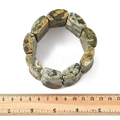 Natural Kambaba Jasper Beads Rectangle Beaded Stretch Bracelet BJEW-Q012-02A-1