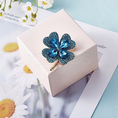 Cubic Zirconia Clover Brooch Pin JBR105E-1