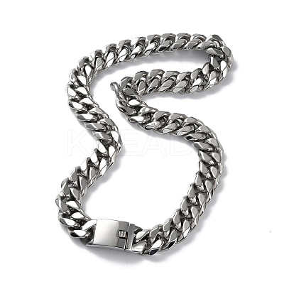 Non-Tarnish 304 Stainless Steel Cuban Link Chain Necklaces NJEW-P288-13P-1