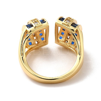 Cubic Zirconia Arch Open Cuff Ring RJEW-C041-02G-02-1