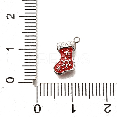 Christmas 304 Stainless Steel Red Enamel Charms STAS-L022-468P-1