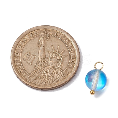 Dyed Synthetic Moonstone Round Charms PALLOY-JF02690-02-1