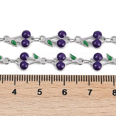 304 Stainless Steel Enamel Cherry Link Chains CHS-M007-01P-03-1