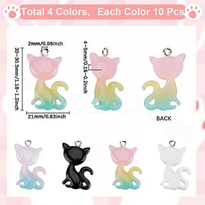 40Pcs 4 Colors Resin Pendants RESI-SC0005-93-1