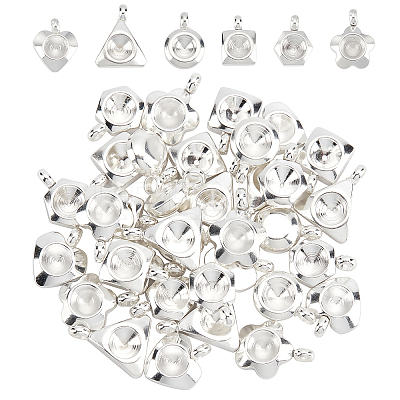 36Pcs 6 Style 304 Stainless Steel Pendant Rhinestone Settings STAS-UN0027-86-1