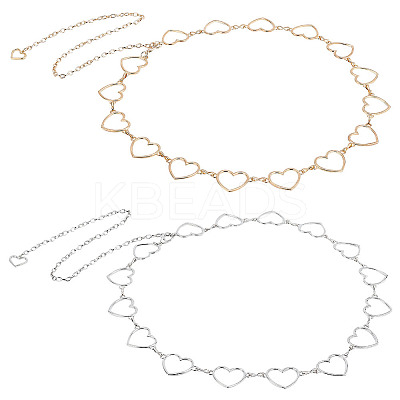 2Pcs 2 Style Alloy Heart Waist Chains AJEW-PH0004-05-1