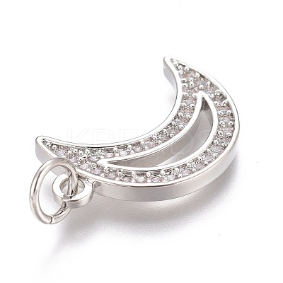 Brass Micro Pave Clear Cubic Zirconia Pendants ZIRC-Z008-24P-1
