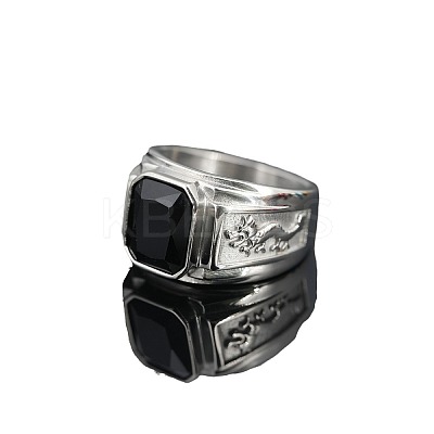 Rectangle 304 Stainless Steel with Cubic Zirconia Finger Rings for Men FS-WG909F6-13-1