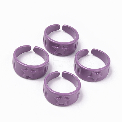 Spray Painted Alloy Cuff Rings RJEW-T011-30B-RS-1