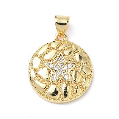 Brass Micro Pave Clear Cubic Zirconia Pendants KK-L253-08G-1