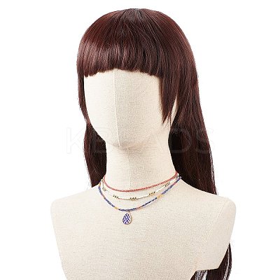 3Pcs 3 Style Glass Seed Imitation Pearl Beaded Necklaces Set NJEW-JN04013-1