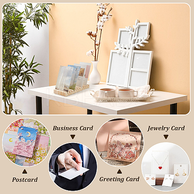 2Pcs Rectangle Wooden Card Slotted Display Stands AJEW-FG0005-78-1