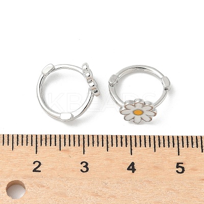 Daisy Brass Enamel Hoop Earrings for Women LS-EJEW-G434-02P-1
