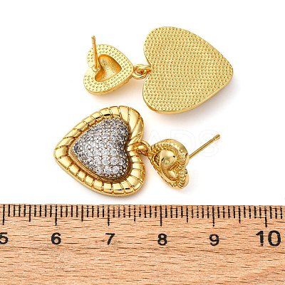 Brass Micro Pave Clear Cubic Zirconia Dangle Earrings EJEW-D322-01G-1