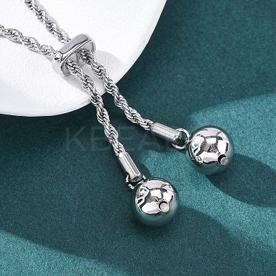 Round Brass Slider Lariat Necklaces for Women NJEW-G162-05P-1