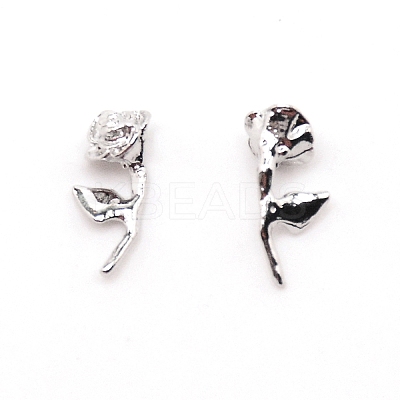 Alloy Rose Flower Nail Art Charms MRMJ-WH0077-013P-1