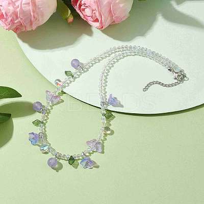 Glass with Malaysia Jade Beaded Necklaces NJEW-JN04680-01-1
