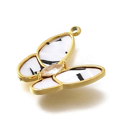 304 Stainless Steel with Cubic Zirconia and Shell Charms LS-STAS-Q347-09A-G-1