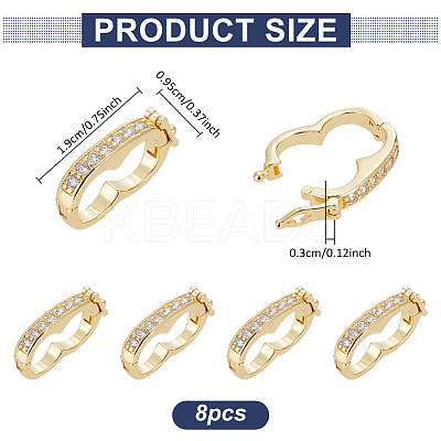 8Pcs Rack Plating Brass Micro Pave Clear Cubic Zirconia Twister Clasps ZIRC-WR0001-04G-1