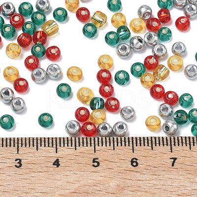 4 Colors Christmas 6/0 Glass Round Seed Beads SEED-X0058-05-1