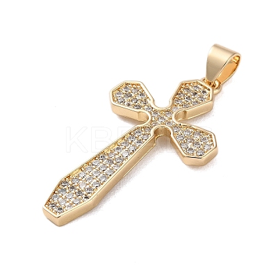 Brass Micro Micro Pave Clear Cubic Zirconia Pendants KK-A212-01B-G-1