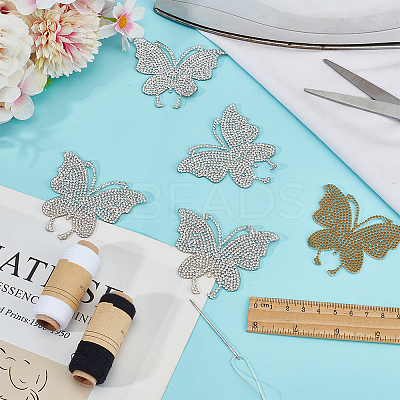 7Pcs Butterfly Hotfix Rhinestone Iron on/Sew On Patches DIY-DR0002-04A-1
