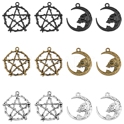 30Pcs 6 Styles Alloy Pendants FIND-FH0007-06-1