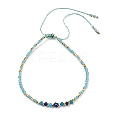 Miyuki Seed Beads and Natural Apatite Braided Bead Bracelets BJEW-C061-01-1