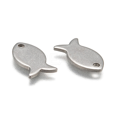 Tarnish Resistant 304 Stainless Steel Fish Charms STAS-M037-08-1