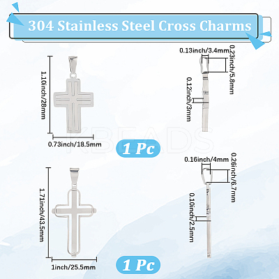 2Pcs 2 Styles 304 Stainless Steel Pendants STAS-BBC0007-71-1