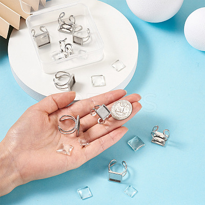 1 Box 9Pcs 304 Stainless Steel Cuff Pad Ring Settings DIY-PJ0001-11-1