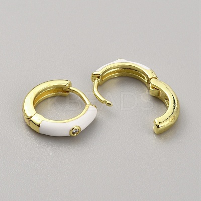 Enamel Hoop Earrings with Clear Cubic Zirconia EJEW-WH0004-39G-1