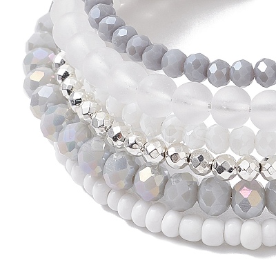 Non-magnetic Synthetic Hematite Bead & Glass Bangle Making BJEW-JB10989-1