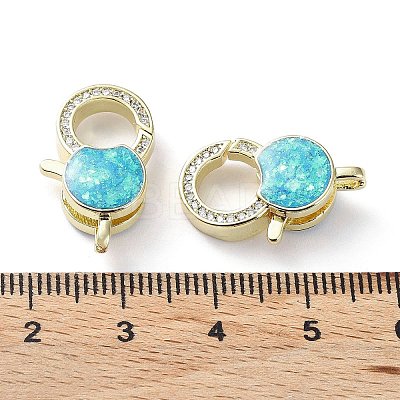 Rack Plating Brass Micro Pave Cubic Zirconia Lobster Claw Clasps KK-C041-03B-G-1