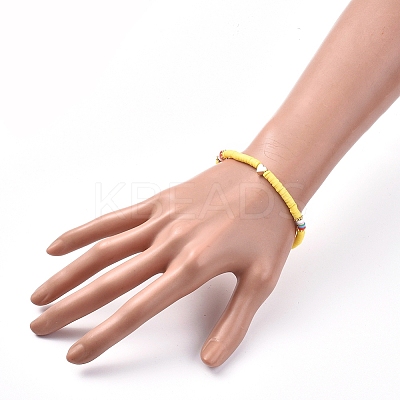 Handmade Polymer Clay Heishi Bead Stretch Bracelets BJEW-JB05077-02-1