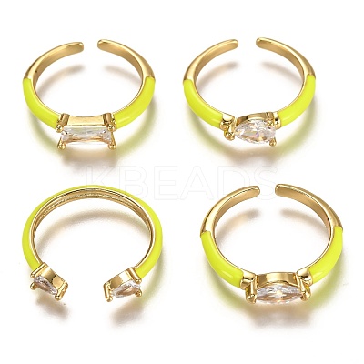 Brass Enamel Cuff Rings RJEW-C100-35G-D-1
