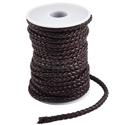 10M Round Braided PU Leather Cord LC-GF0001-13C-1