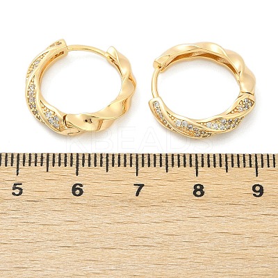 Twist Brass Clear Cubic Zirconia Hoop Earrings EJEW-Q016-19G-1